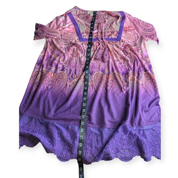 One World Live and Let Live Vibrant Paisley Dress  Purple & Pink Size Large NWT - Picture 13 of 16